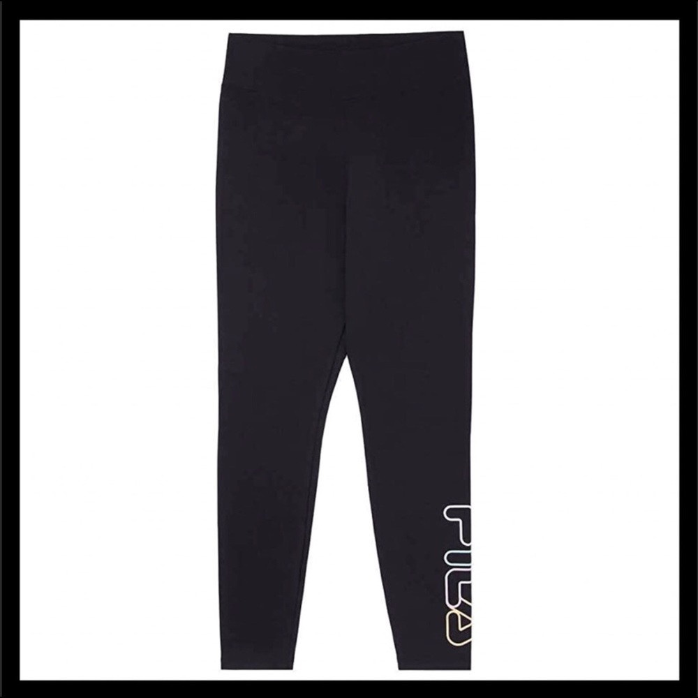 FILA Cotton Leggings High Waisted Fit Black - Picture 4 of 5
